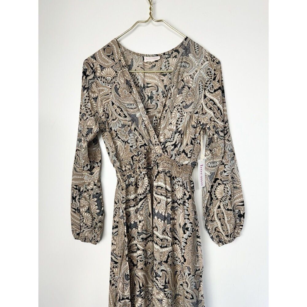 NWT BOEMO Anthropologie Boho Tiered Maxi Dress Smocked Floral Paisley Small - Picture 2 of 6